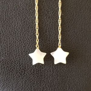 14K Gold Mother Of Pearl Star Threader Earrings